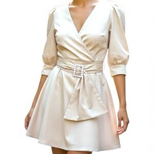 🆕 Zara Cream Belted Dress Size Medium